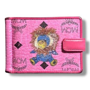 Rare MCM Pink Visetos Lion Bifold Money Clip Wallet MYC2AV101PK001 COA Included